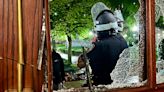 Smashed windows, stacked furniture left after occupation of Hamilton Hall at Columbia University