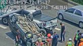 快訊／國1北上4車追撞 小客車翻覆駕駛輕傷…車流回堵5Km