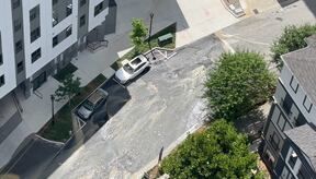 VIDEO: Water gushing on ground near major Atlanta street