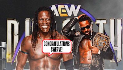 R-Truth celebrates Swerve Strickland for becoming the new AEW World Champion