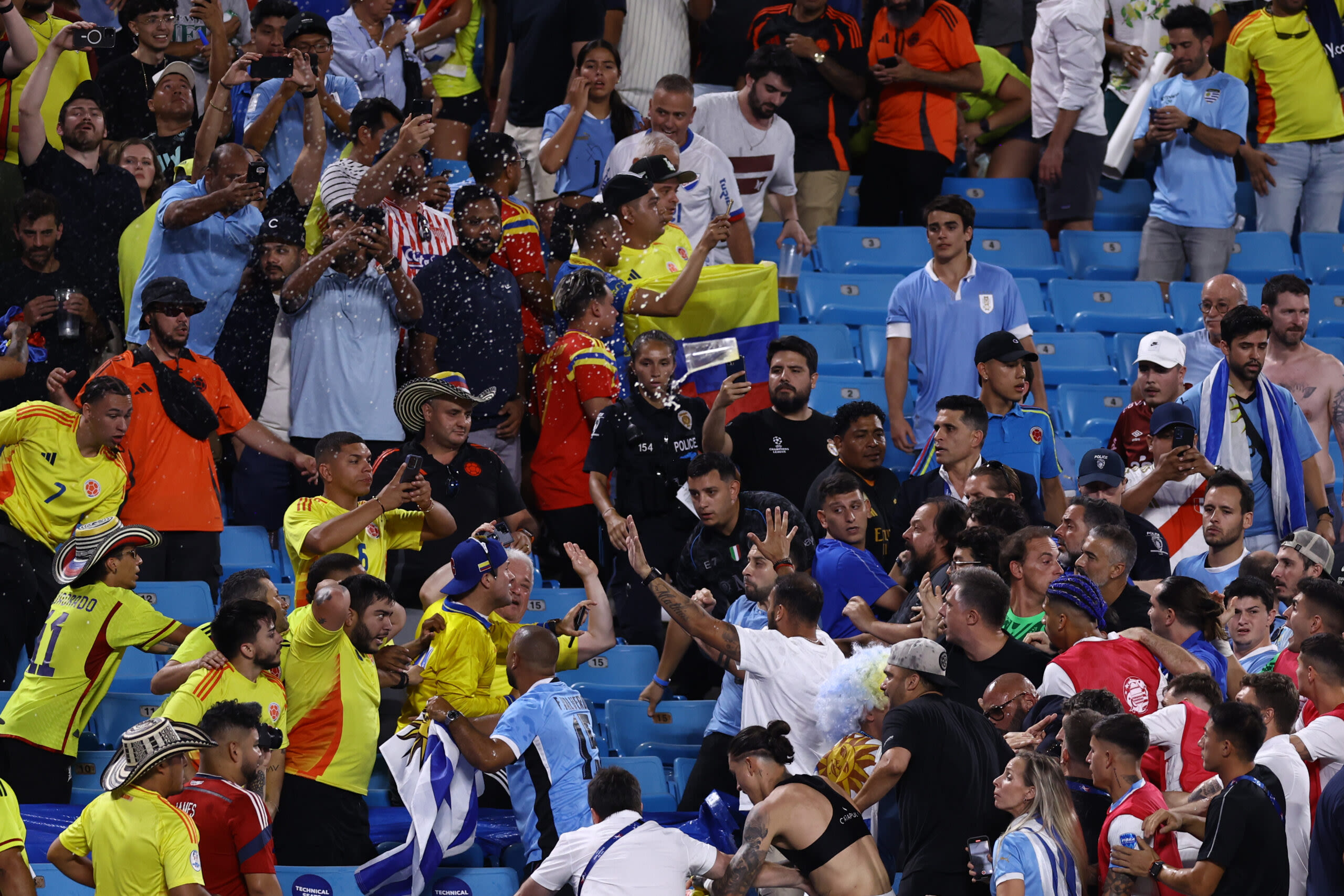 Players, fans engage in wild brawl after Copa América match at Bank of America Stadium