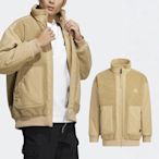 adidas 外套 Prsve Boa Jacket 男款 米白 寬鬆 立領 毛茸茸 風衣 夾克 愛迪達 HP1391