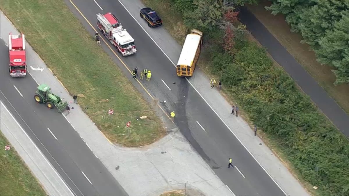 Person dies as tractor, school bus crash along Delaware's Route 13