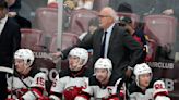 Devils coach Lindy Ruff struck in face by puck, misses 3rd period of 3-2 loss to Hurricanes