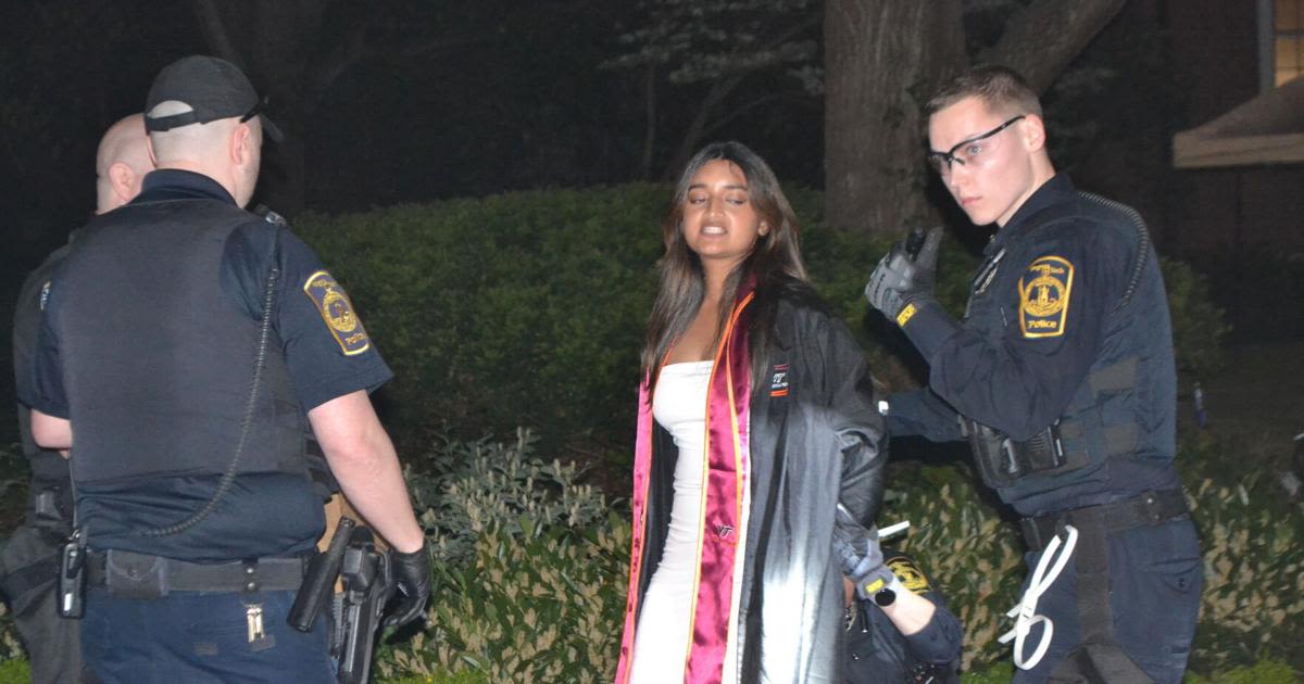 Police clear protest at Virginia Tech Graduate Life Center lawn, 82 arrested
