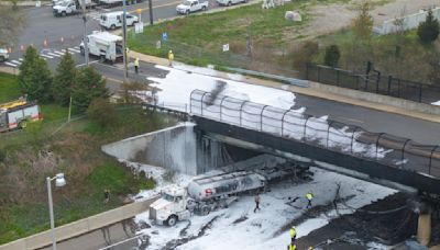 Drone photos show I-95 bridge damage, traffic in Norwalk from above following truck fire