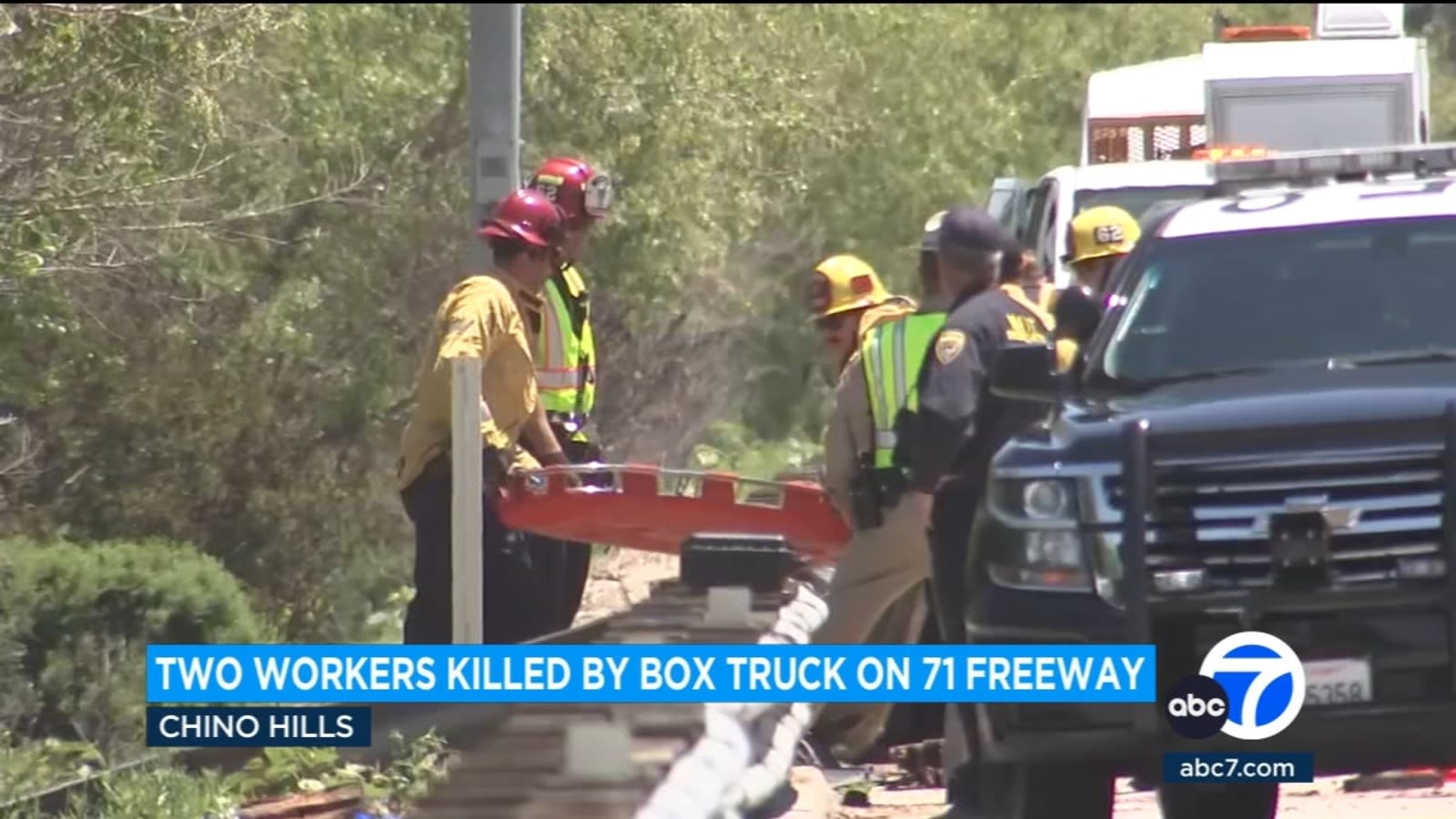 2 Caltrans contract workers killed after box truck slams into crew off 71 Freeway in Chino Hills