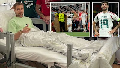 Hungary star Varga pictured in hospital as he's seen for first time since injury