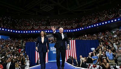 Harris and VP pick Walz address first campaign rally