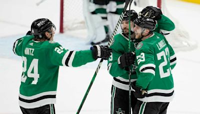 Miro Heiskanen scores 2 power-play goals and Stars beat Avs 5-3 in Game 2 to even series