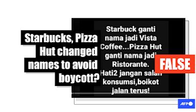 Starbucks, Pizza Hut did not 'change brand names to avoid Israel boycott'