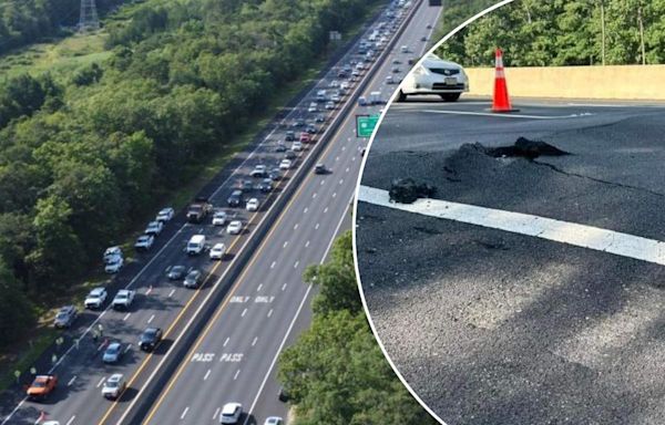 NJ traffic nightmare after road buckles on Garden State Parkway