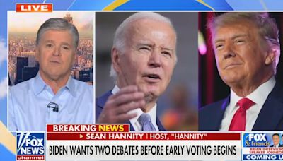 Sean Hannity Supports Biden’s Plan to Cut Mics at Debates: Will Keep Trump From Being ‘Too Aggressive’