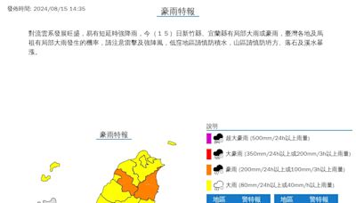 快訊/核級雨彈炸全台！「20縣市」豪雨特報 低窪地區防淹水