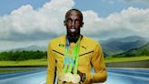 Why was Bolt stripped of an Olympic Gold medal and what is his 100m record time?
