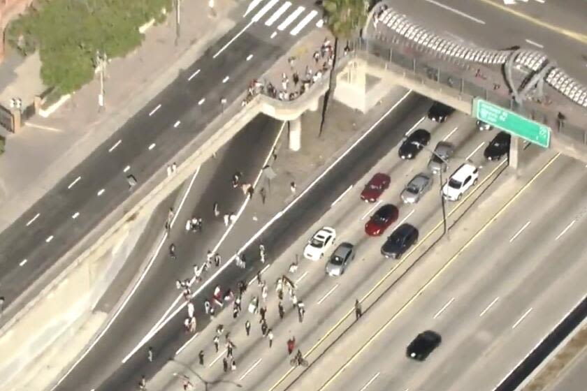 Pro-Palestinian protesters shut down 101 Freeway in downtown L.A.