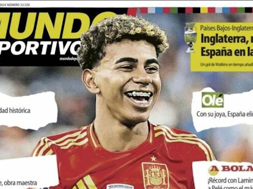 Lamine Yamal y el pase de Inglaterra a la final de la Eurocopa, protagonistas de las portadas deportivas de hoy