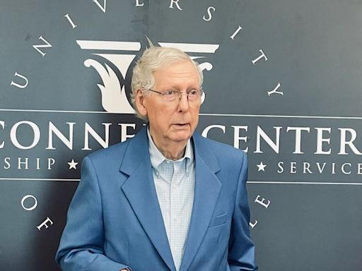 Mitch McConnell speaks in Louisville discussing his role in securing resources for national security priorities