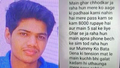 "I Have Rs 8,000, Will Be Gone For 5 Years": Kota Student, 19, Goes Missing