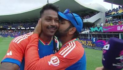 Internet melts as Rohit Sharma kisses Hardik Pandya after India’s victory