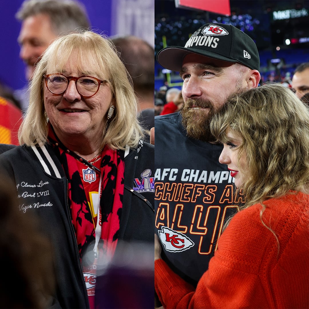 Travis Kelce's Mom Donna Shares Video of Him Carrying Taylor Swift Onstage at Eras Tour Show - E! Online