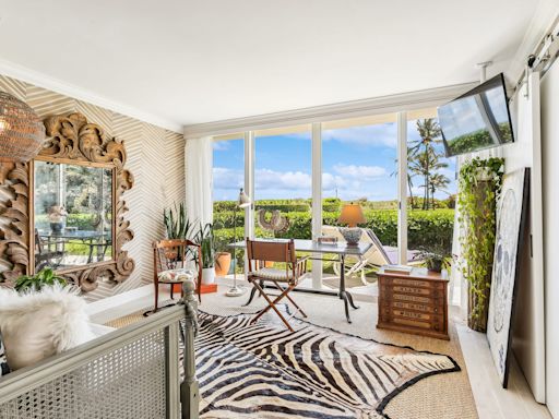 Listed in Palm Beach, a ground-floor co-op on the South End affords indoor-outdoor living