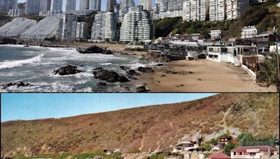 Increíble comparación de fotos muestran cómo eran las dunas de Concón antes de edificios y los socavones - La Tercera