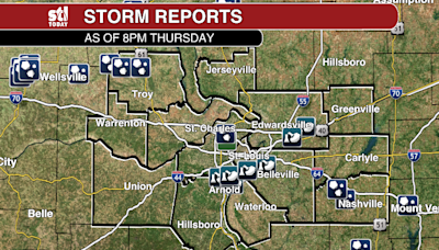 Severe storms exit the St. Louis area. Damage being assessed as rain chance continues