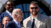 Travis Kelce Suits Up at White House in Fear of God’s Boxy Blazer and Tapered Pants for Joe Biden’s Kansas City Chiefs...