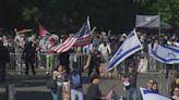 Pro-Israeli counterprotest marches in front of UW encampment of Palestinian supporters