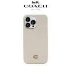 【COACH】iPhone 14 Plus 精品手機殼 粉白色經典大C