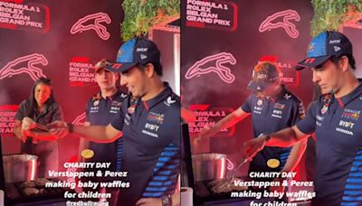 "Checo" Pérez y Max Verstappen preparan waffles en acto de caridad