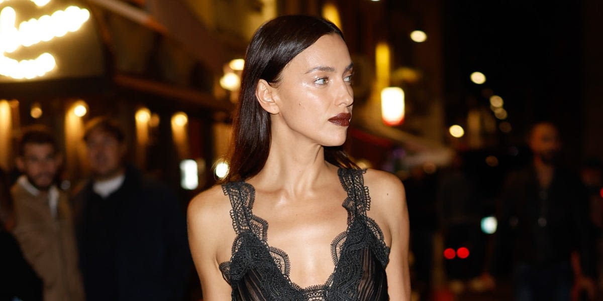 Irina Shayk Parties in the Most Romantic (and Completely See-Through) Black Slipdress