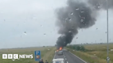 A47 in Norfolk closed in both directions after a vehicle fire