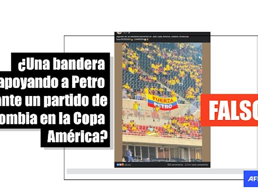 Bandera colombiana en partido de la Copa América decía “Fuera Petro”, no “Fuerza Petro”