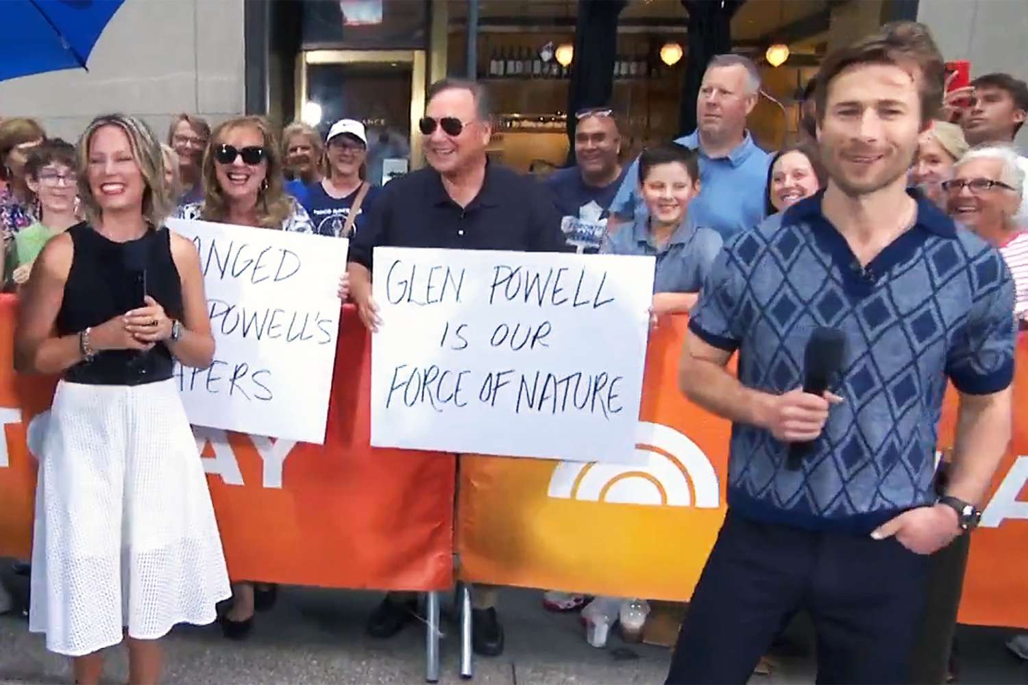 Glen Powell's Parents Surprise Him on the 'Today' Show Plaza: 'I Recognize Both of These Jokers'