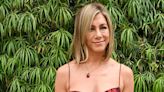 Jennifer Aniston’s Sultry Crimson Floral Wrap Dress Had a ‘90s-Inspired Detail