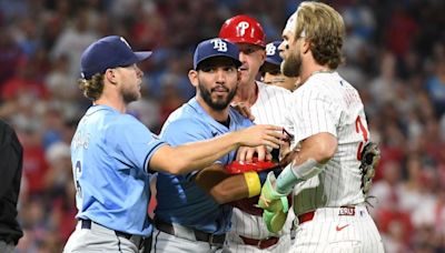 Phillies, Rays benches clear after struggling Tampa Bay reliever hits Nick Castellanos with pitch