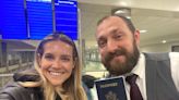 A flight attendant saved a couple's honeymoon after picking up the bride's passport that she forgot at home