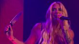 Kesha sparks concern as she wields knife on stage to celebrate new song Joyride