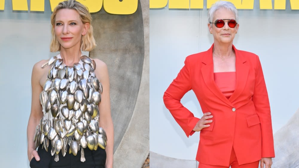 Cate Blanchett Wears 102 Antique Spoons in Custom Hodakova, Jamie Lee Curtis Adds Steampunk Edge to Monochrome Suit and More From the...