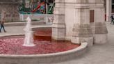 Landmark Birmingham fountains dyed red by pro-Palestine protestors