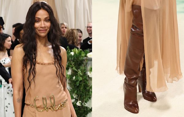 Zoe Saldana Wears Glossy Chloé Boots for Met Gala 2024 Red Carpet