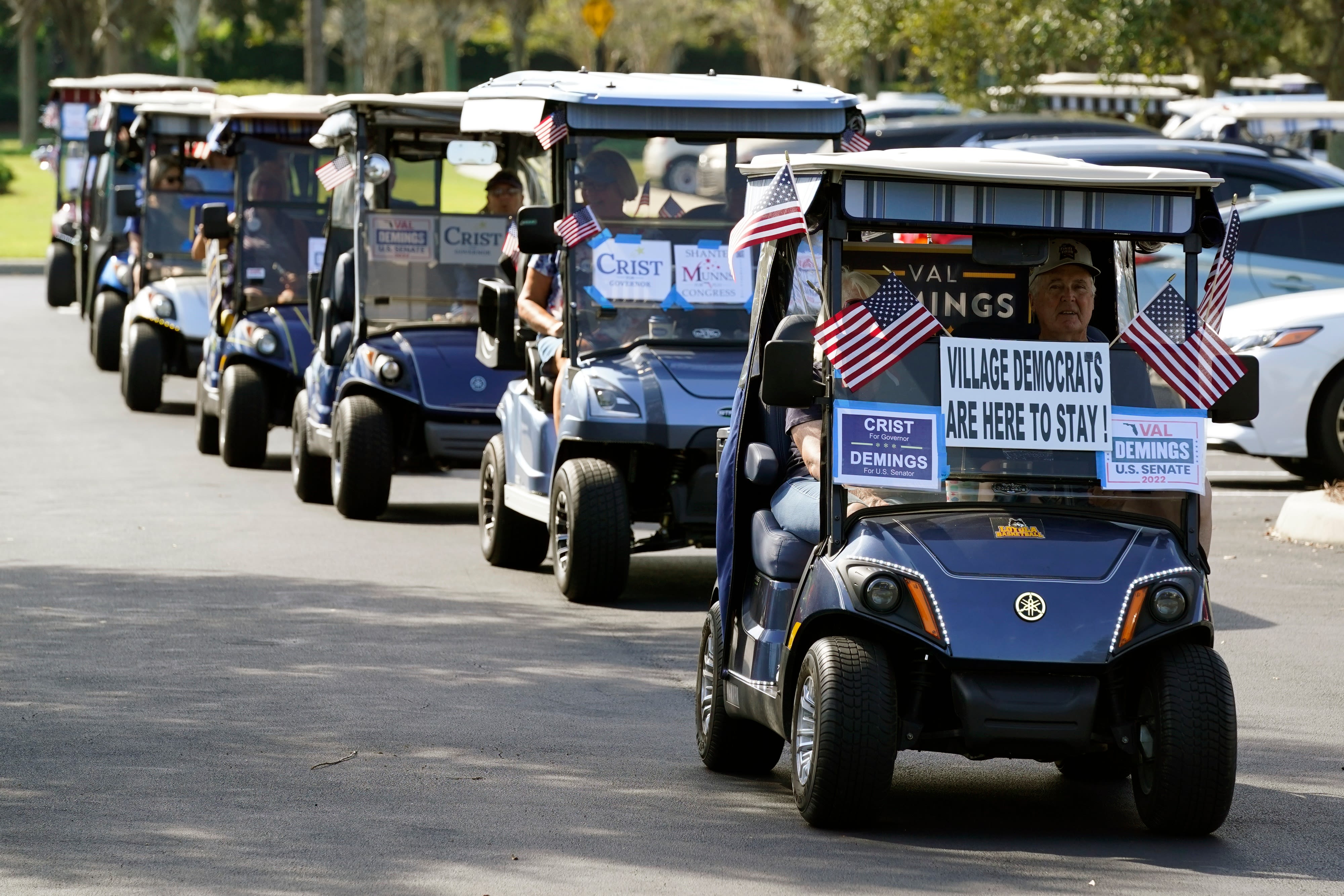 Hundreds of ‘Harris for President’ golf carts roll through Trump stronghold