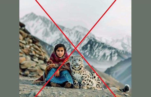 AI-generated image falsely shared as genuine photo of 'Afghan girl with snow leopard she rescued'