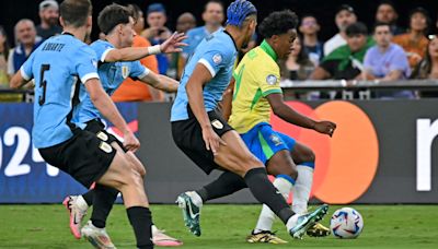 Barcelona duo involved in an on-field scuffle during Uruguay-Brazil Copa America showdown