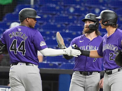 Highly-rated outfielder Jordan Beck 2 for 4 in major league debut for Rockies vs. Marlins