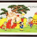 辦公室掛畫 風水畫 五子登科 彌樂佛 五子運財 招財進寶 含框88x175CM【華真藝廊】