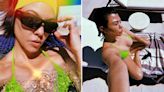 Kourtney Kardashian Posts Stylized 'Huji Cam' Pics in Neon Green Bikini on Instagram