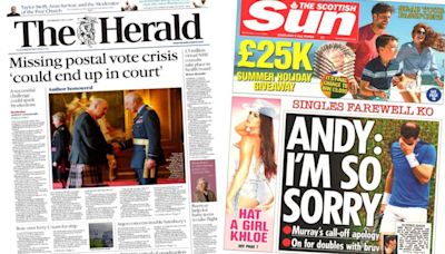 Scotland's papers: Postal vote court threat and Murray bows out